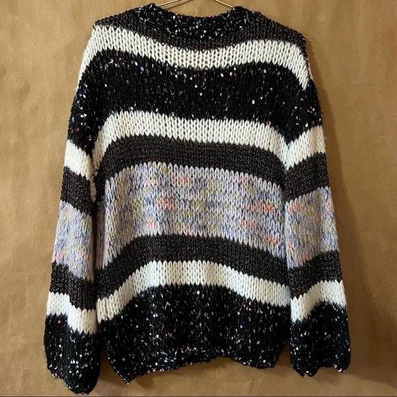 Heartloom Evereve Mariah Pullover Textured Stripe Oversized Knit Sweater Size S - Picture 10 of 12